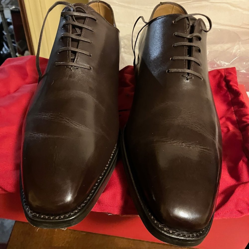 J. Fitzpatrick Dark Oak Calf "Union" Wholecut Oxfords, New Men's 11.5 US